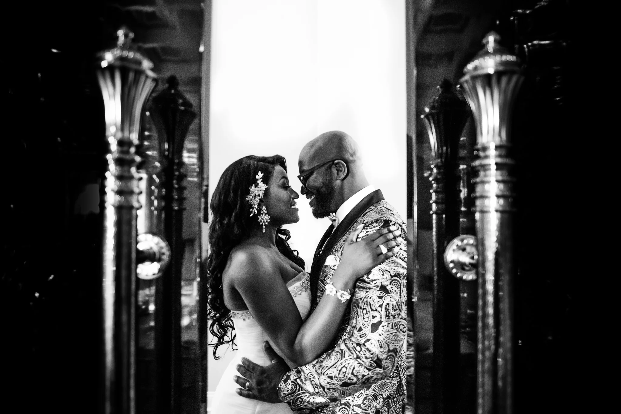 Hansi and Chinedum on their wedding day at the Bellevue in Chantilly, Virginia